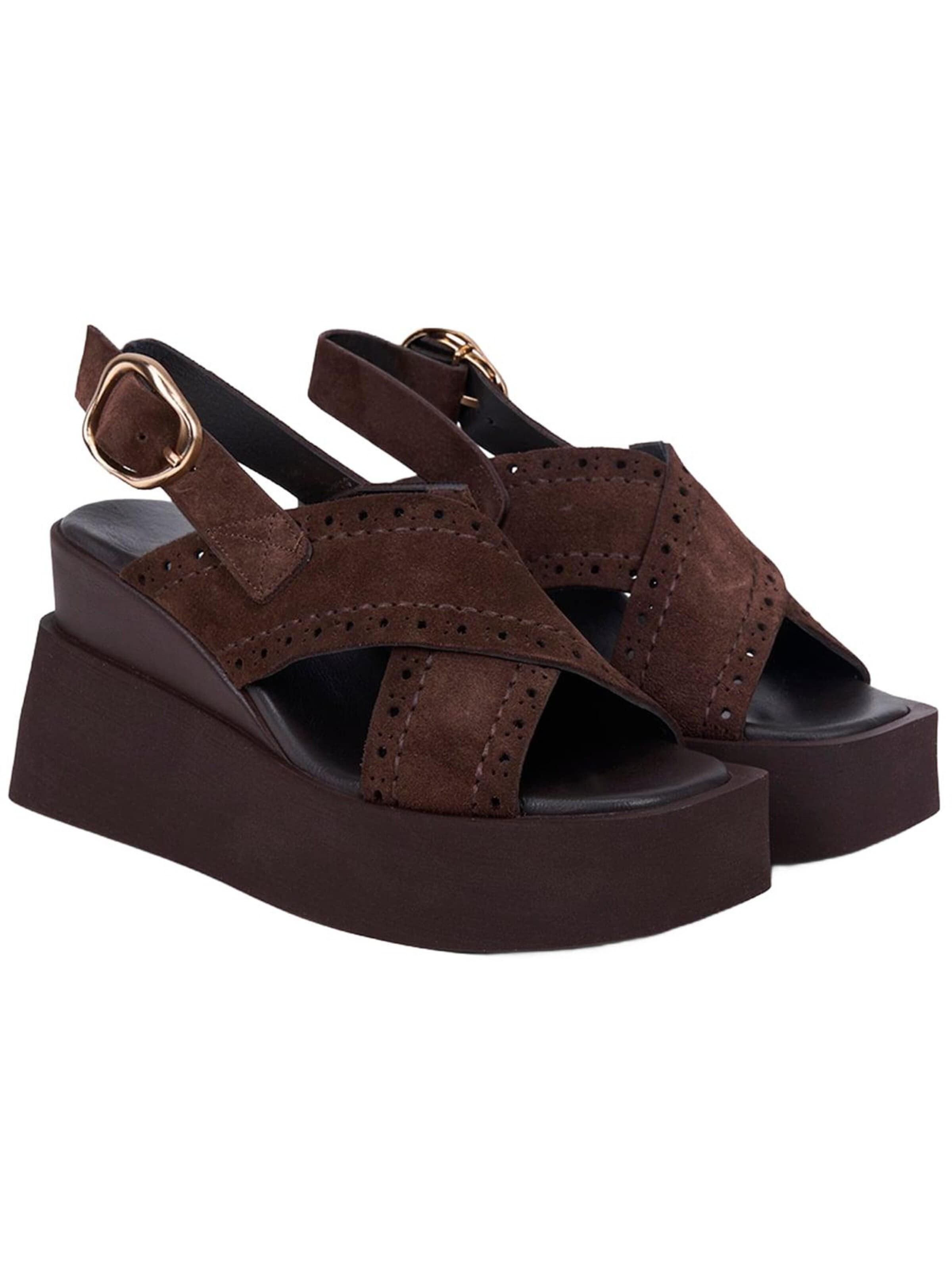 Sandales 'Keilsandalen' Desa en marron : devant