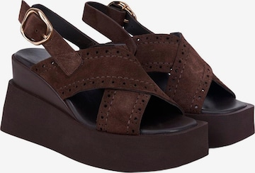 Sandales 'Keilsandalen' Desa en marron : devant