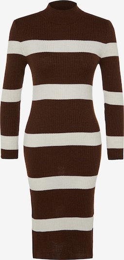 Megzta suknelė iš Trendyol, spalva – ruda / balta, Prekių apžvalga