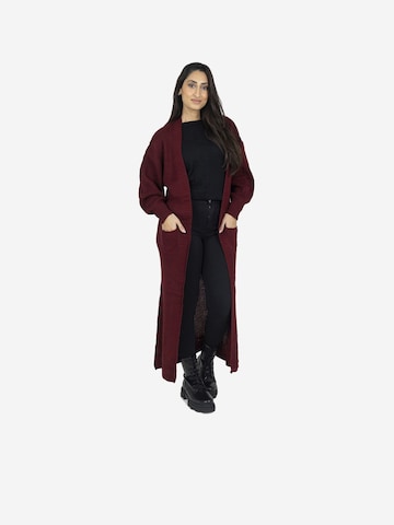 Elara Gebreide mantel in Rood: voorkant