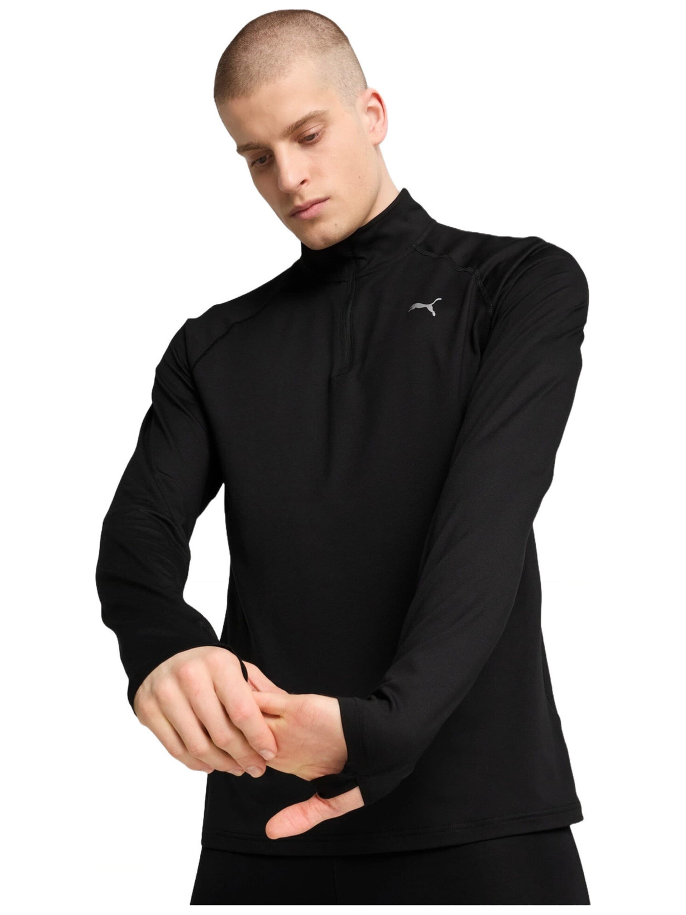 PUMA Shirt 'Puma M Run Velocity Cloudspun 14 Zip' in M in de kleur Zwart, Productweergave