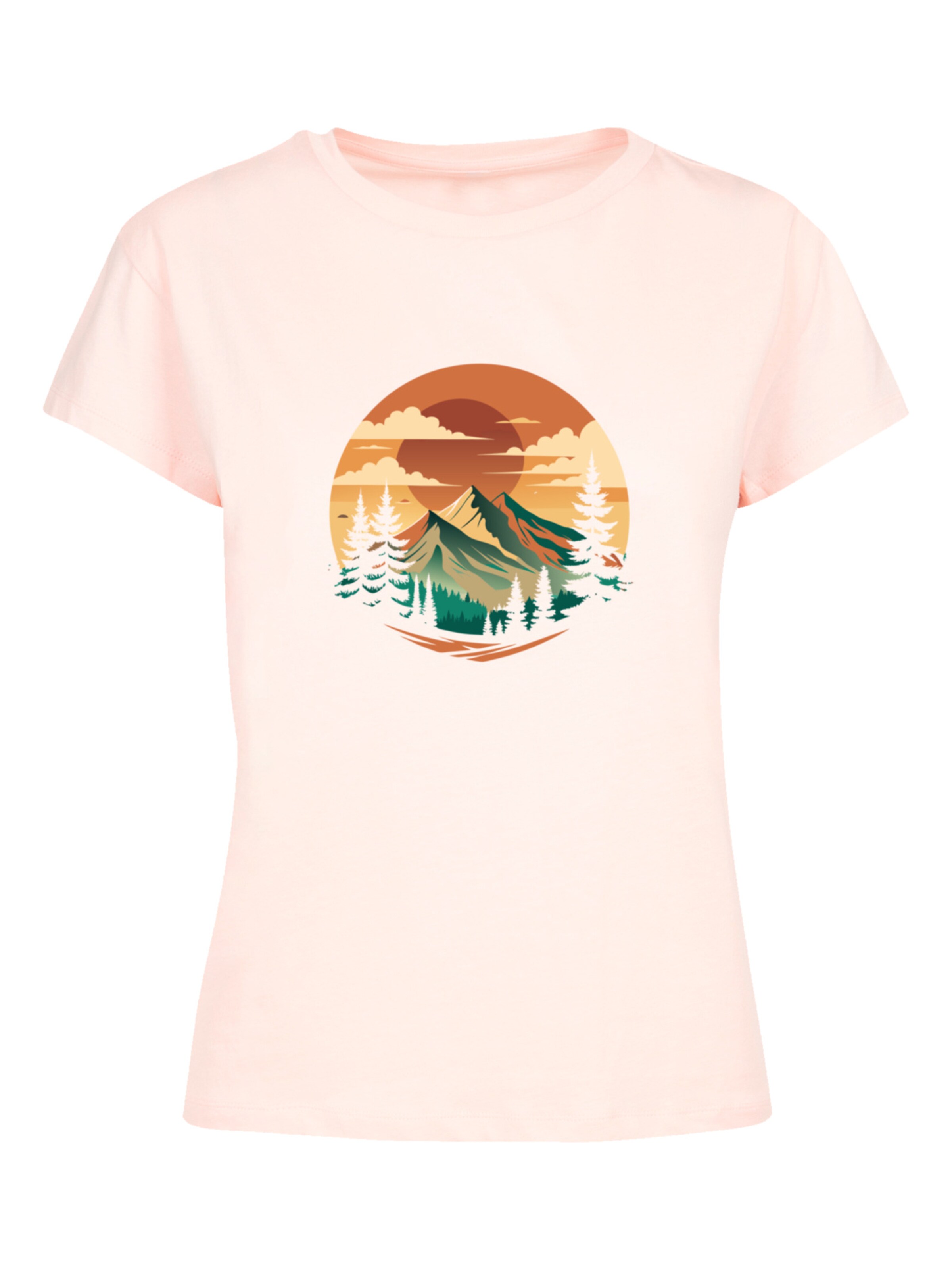 F4NT4STIC Shirt 'Sonnenuntergang Berglandschaft' in Roze: voorkant