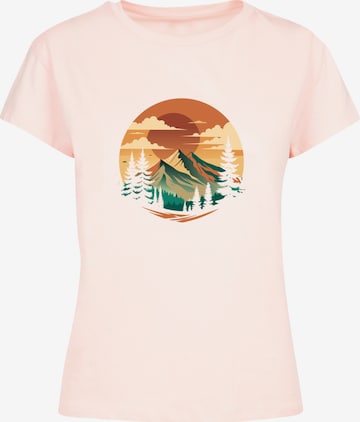 F4NT4STIC T-Shirt 'Sonnenuntergang Berglandschaft' in Pink: Vorderseite