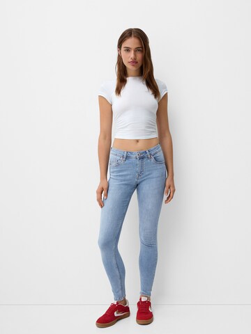 Bershka Skinny Džínsy - Modrá
