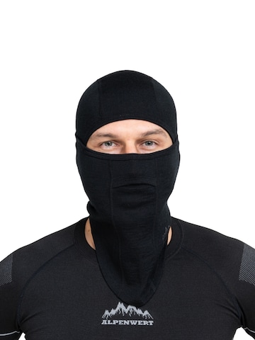 Alpenwert Athletic Hat 'Sturmhaube - Merino - 100% Merino' in Black: front