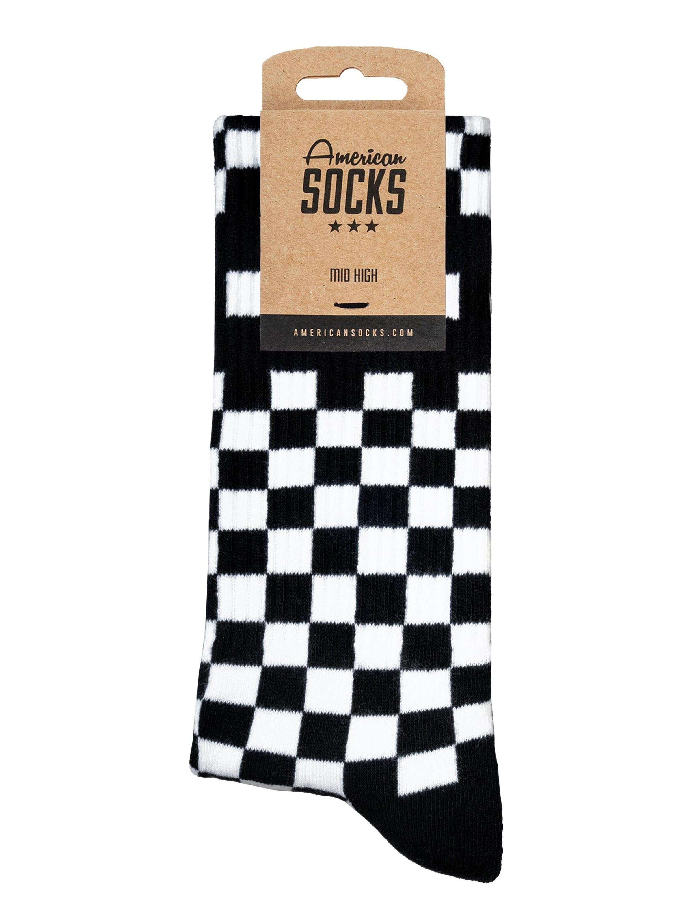 American Socks - Calcetines 'Checkerboard B/W - Mid High' en blanco