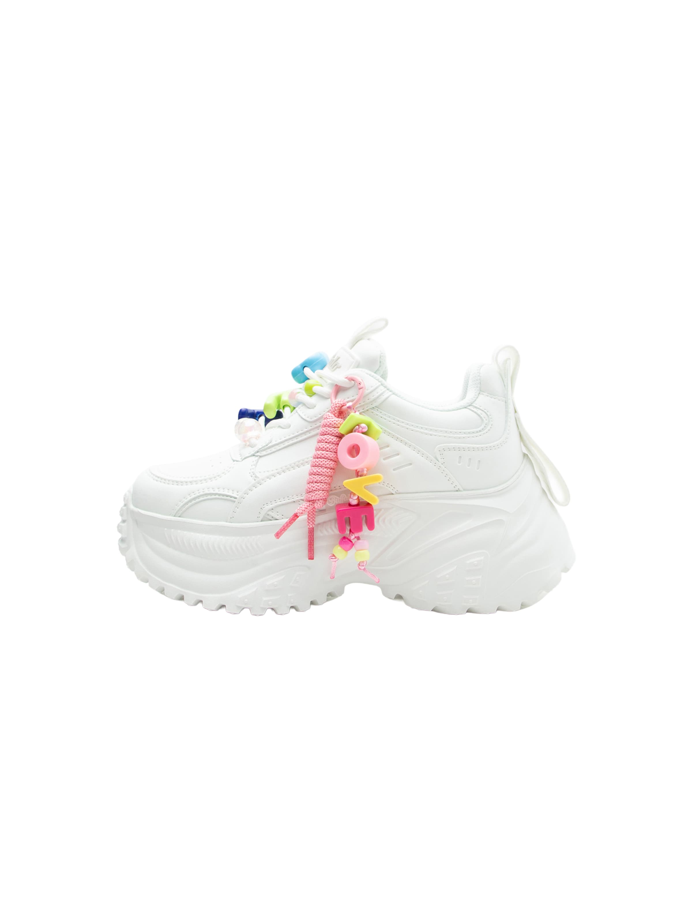 BUFFALO Baskets basses 'TURBO FUN' en kiwi / rose / rose foncé / blanc, Vue avec produit