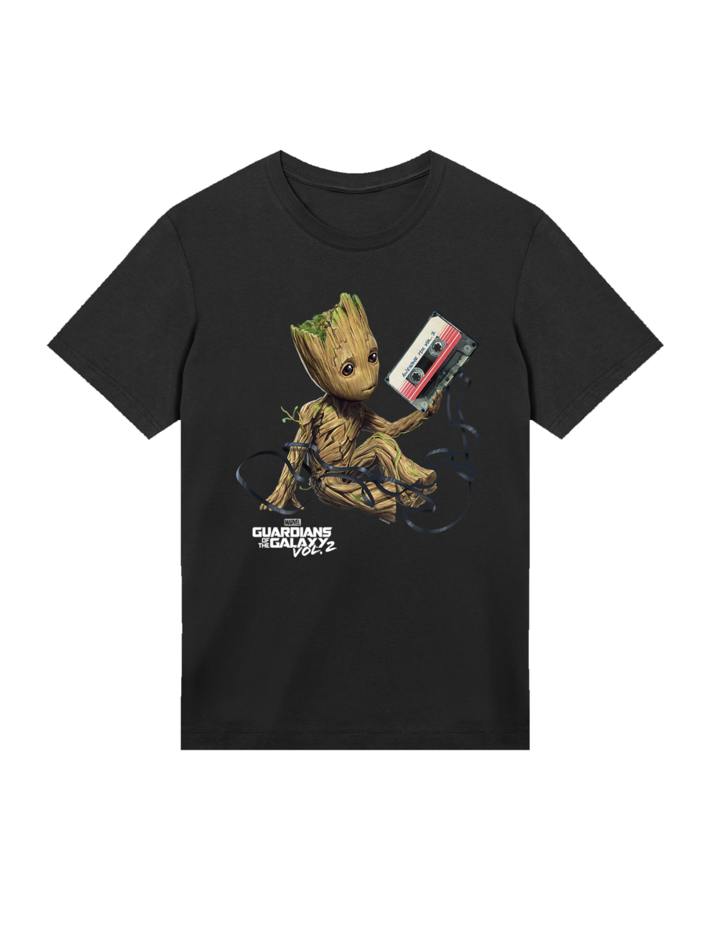 F4NT4STIC T-Shirt 'Marvel Guardians Of The Galaxy Vol2 Groot Tape' in Schwarz: Vorderseite