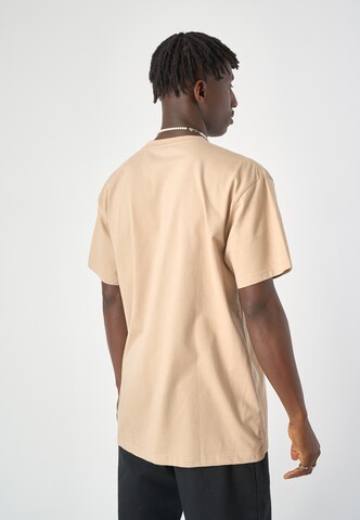 Cleptomanicx T-Shirt 'Embroidery Gull Mono' in Beige