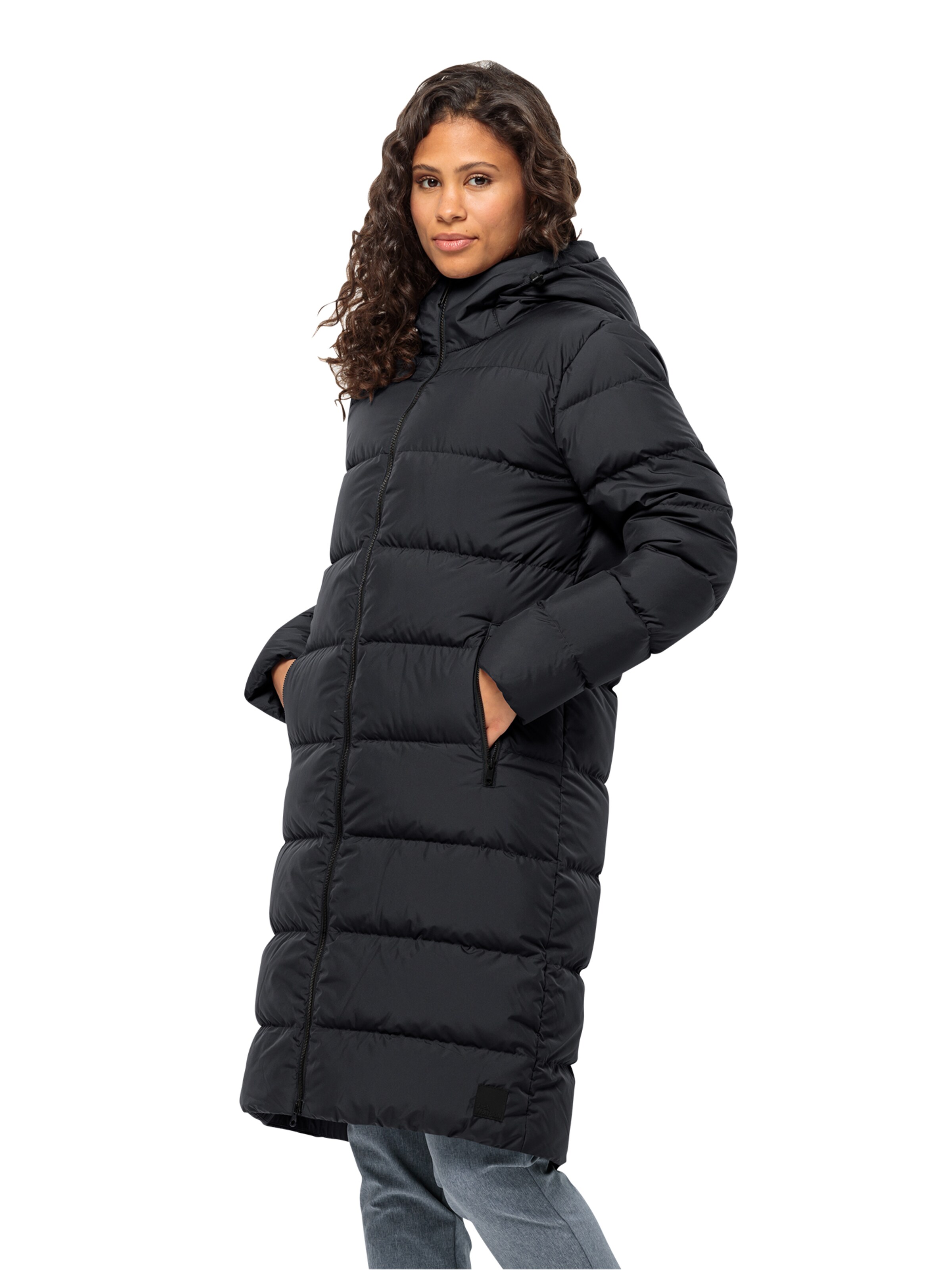 JACK WOLFSKIN Παλτό πεζοπορίας 'Frozen Palace' σε μαύρο: μπροστά