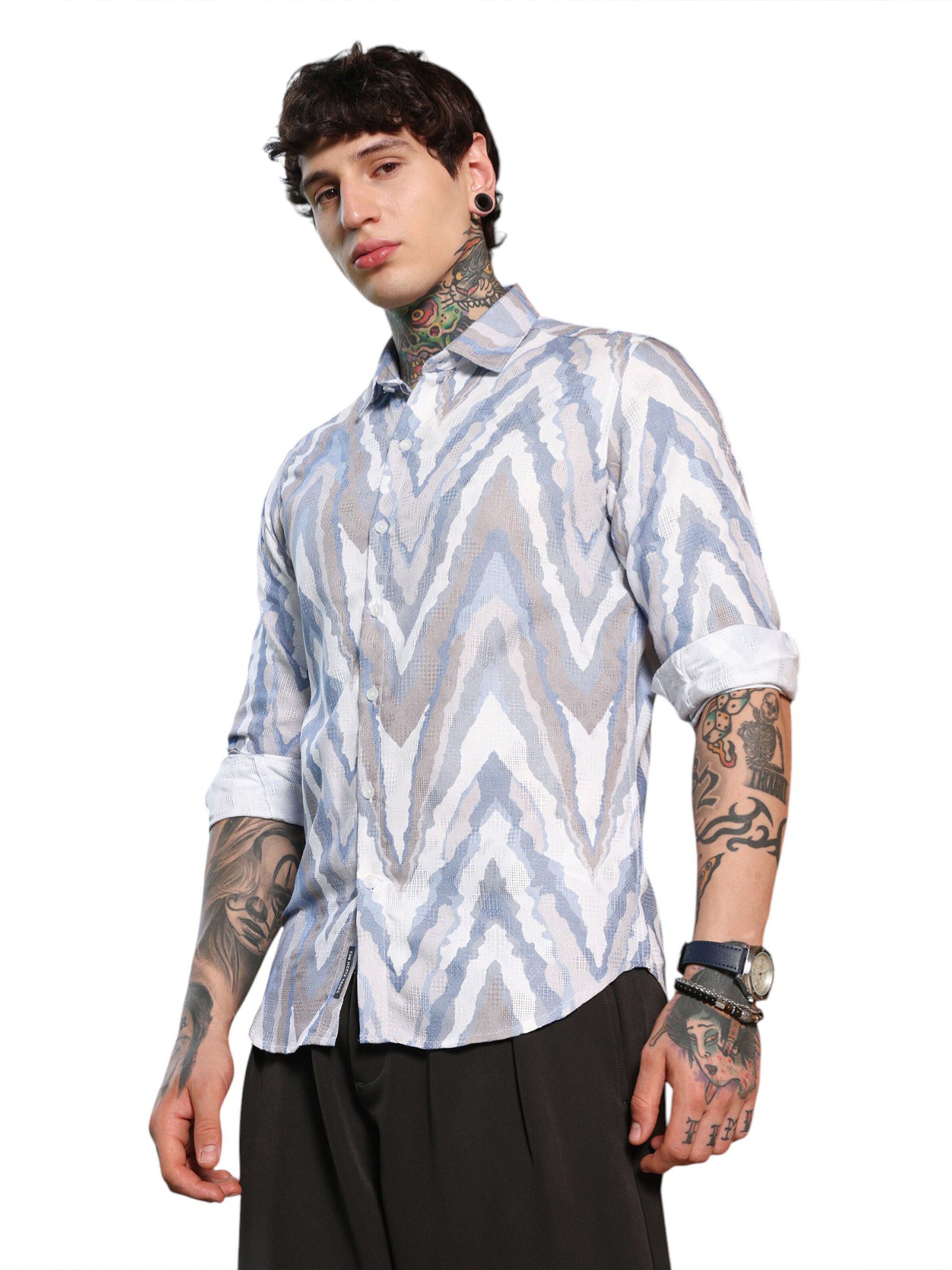 Campus Sutra Средняя посадка Рубашка 'Kyra' в Синий