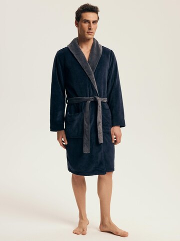Henderson Short Bathrobe 'Nocturn' in Blue: front