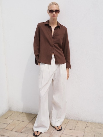 MANGO Blouse 'LINO' in Brown