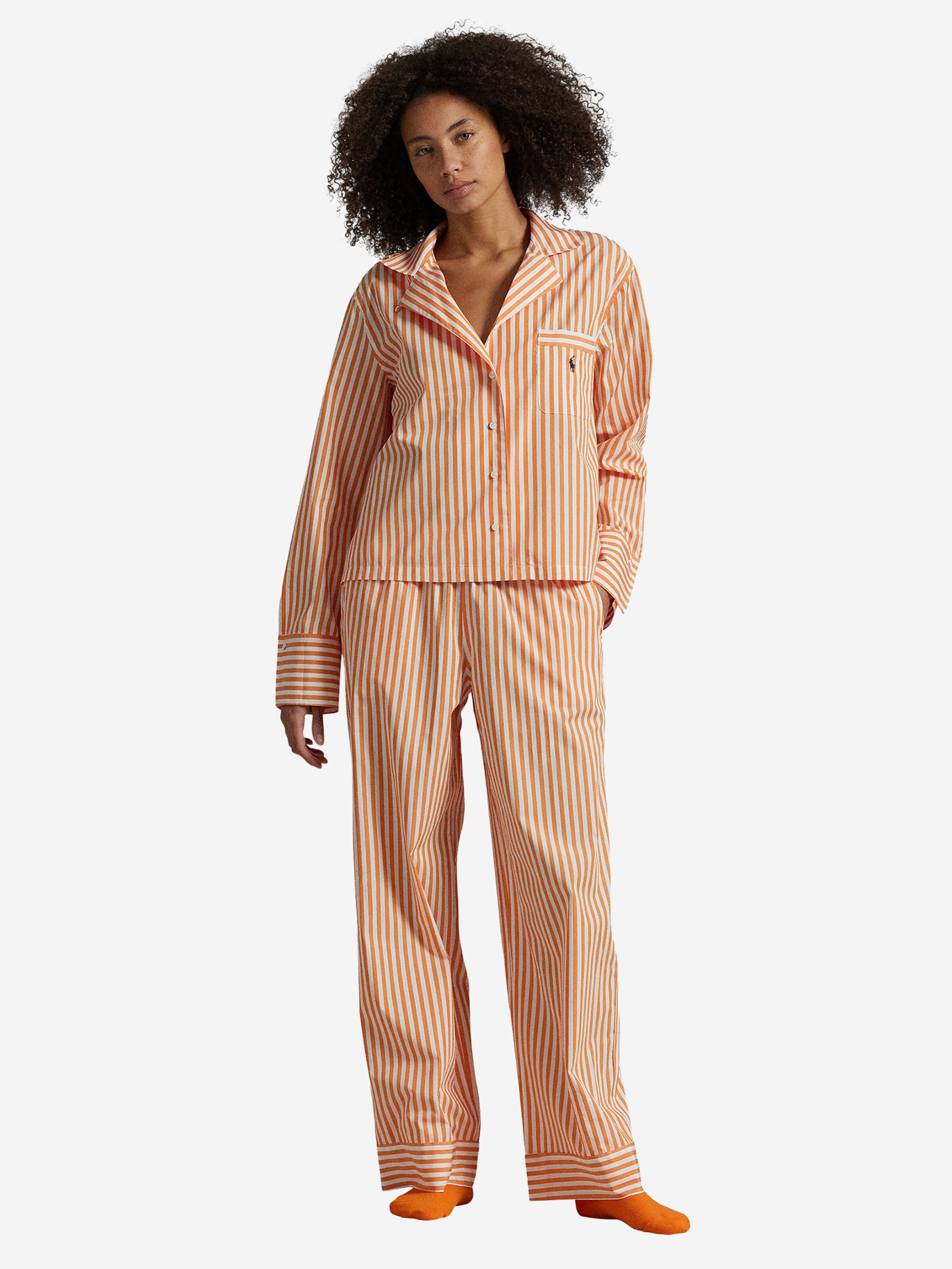 Polo Ralph Lauren - Pijama ' Shirting Stripes ' en naranja: frente