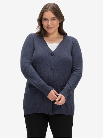 SHEEGO Knit Cardigan in Blue: front