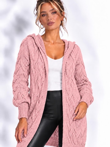 Worldclassca Strickjacke 'Worldclassca Strickjacke Lang mit Kapuze' in Pink: Vorderseite