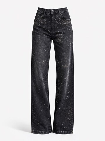 IT'S BASIC Loose fit Jeans 'RHINESTONE LOOSE MID RISE JEANS' in Black