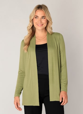 BASE LEVEL Knit Cardigan in Green: front