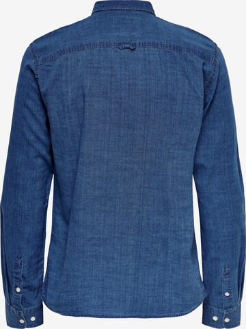 Only & Sons Regular Fit Skjorte 'Chambray' i blå