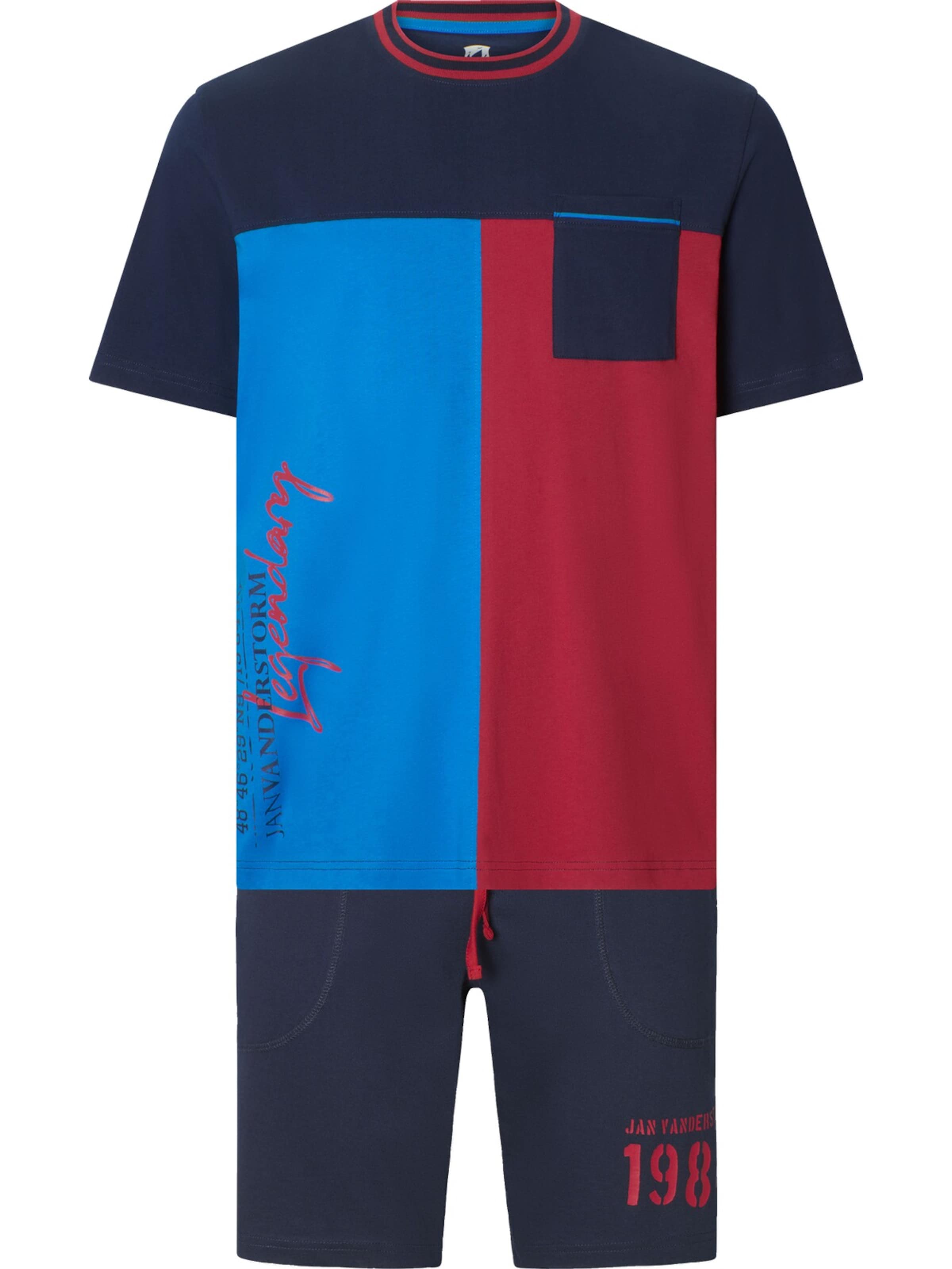 Jan Vanderstorm Pyjama 'Bernfried' in Blau: Vorderseite