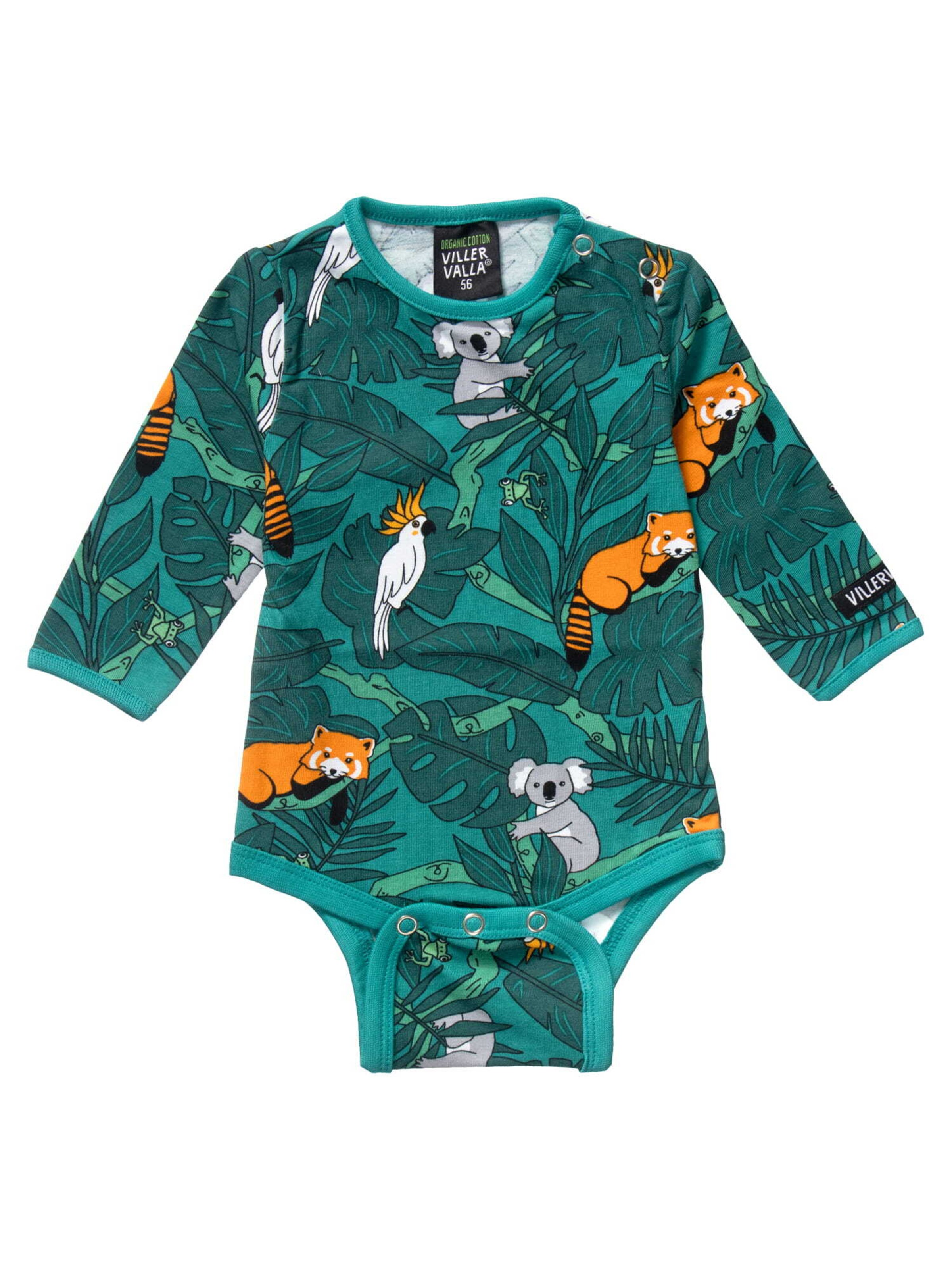 Villervalla Romper/Bodysuit 'Animal' in Green: front