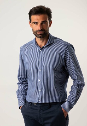 Black Label Shirt Regular fit Zakelijk overhemd 'DENIMLIKE' in Blauw: voorkant