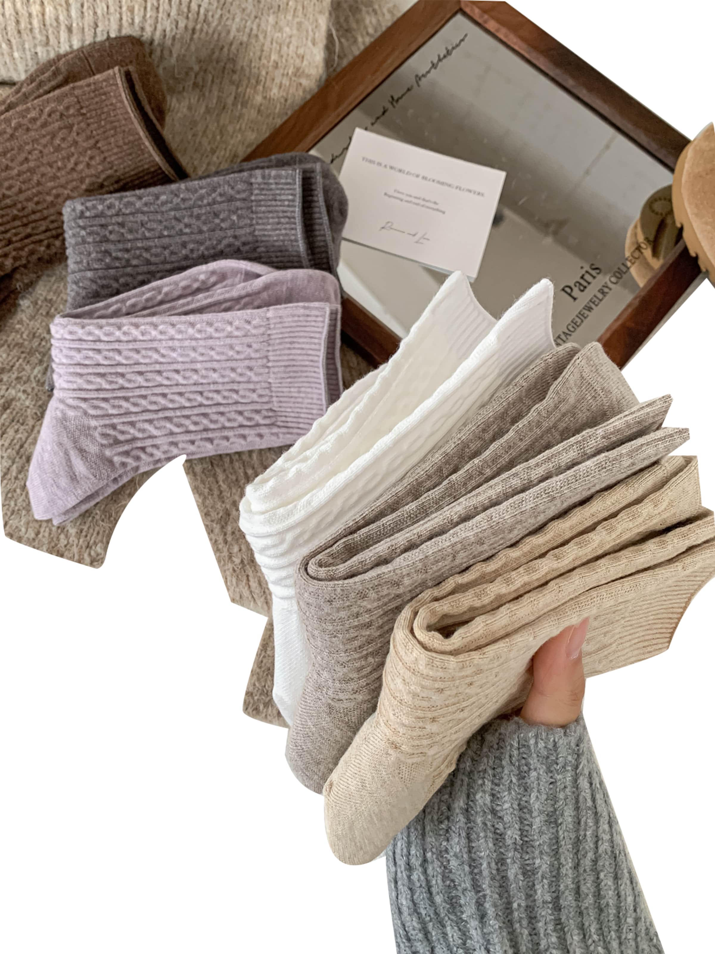 Millo Socks 'Cosy Twist' in Beige