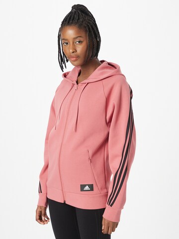 ADIDAS SPORTSWEAR Athletic Zip-Up Hoodie 'Future Icons 3-Stripes ' in Pink: front