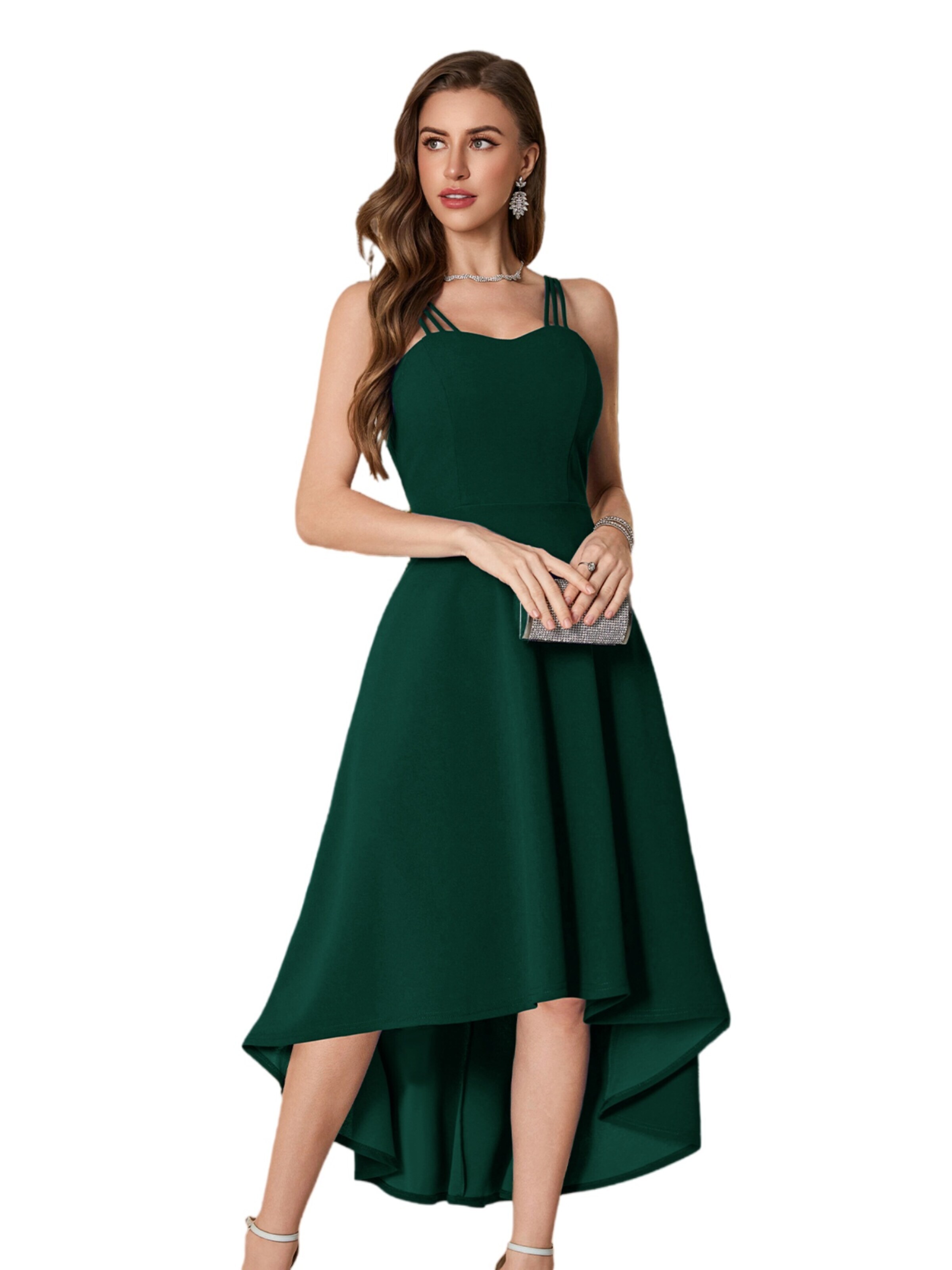 Zapaka Cocktail Dress 'Träger Herzausschnitt Cocktail' in Green: front