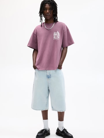 Pull&Bear T-Shirt 'BROOKLYN' in Lila