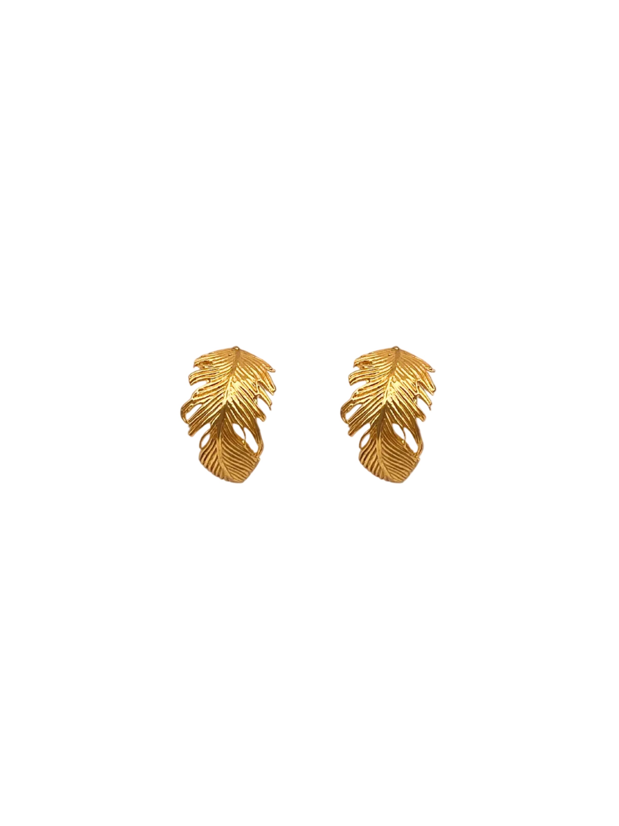 Boucles d'oreilles 'The Plume' Les Reines en or : devant