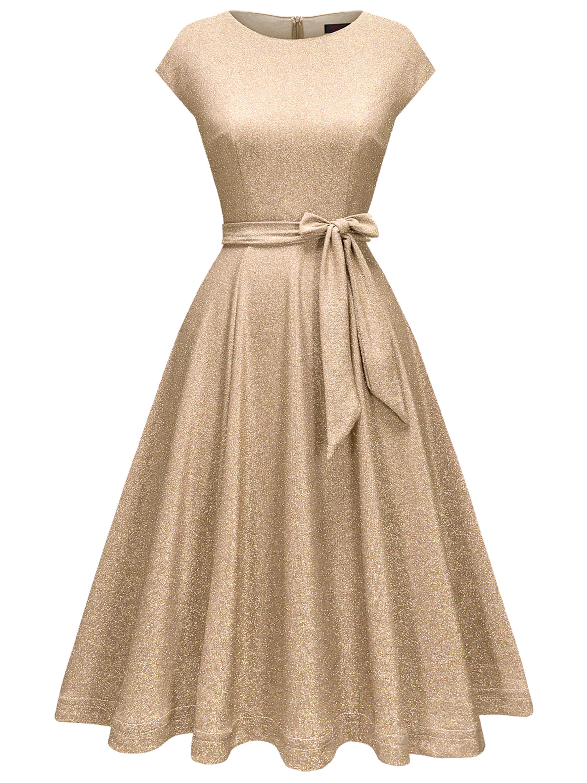 Zapaka Cocktail Dress in Beige: front