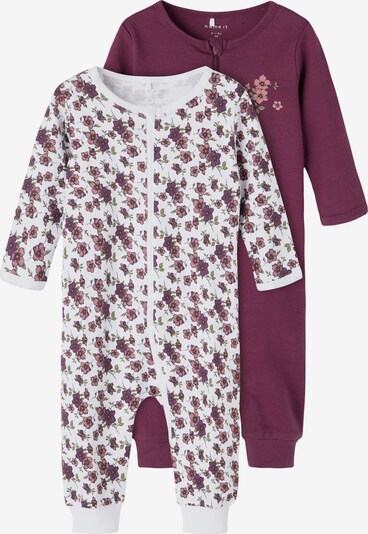 NAME IT Pyjama en olive / bordeaux / rouge clair / blanc, Vue avec produit