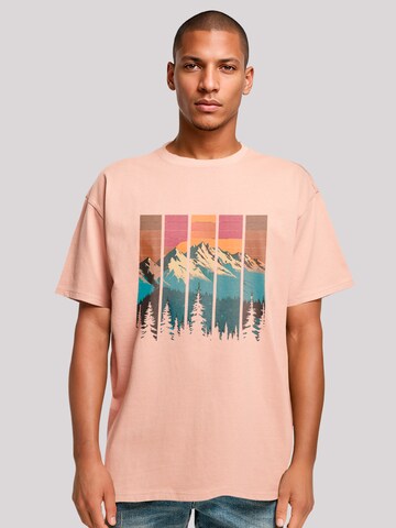 F4NT4STIC Shirt 'Berg Sonnenuntergang Retro' in Oranje: voorkant
