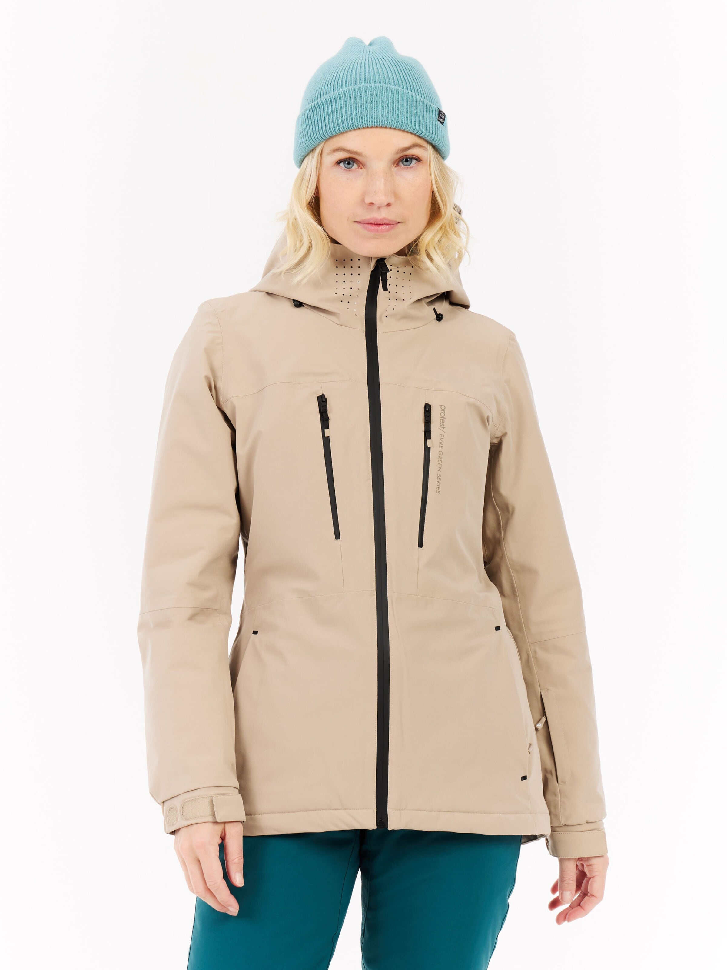 PROTEST Athletic Jacket 'PRTBEVERLY' in Beige: front