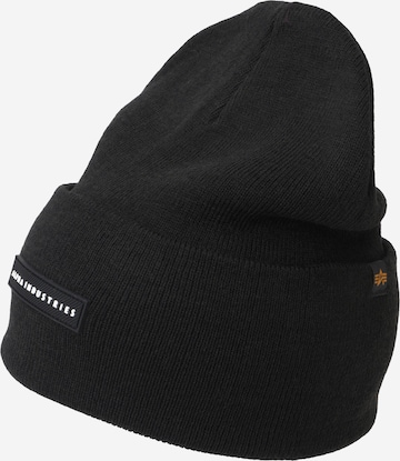 juoda ALPHA INDUSTRIES Megzta kepurė: priekis