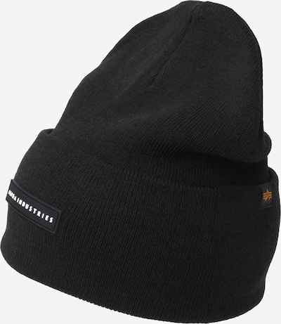 Megzta kepurė iš ALPHA INDUSTRIES, spalva – juoda / balta, Prekių apžvalga