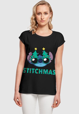 ABSOLUTE CULT Shirt 'Lilo And Stitch - Stitchmas Glasses' in Zwart: voorkant