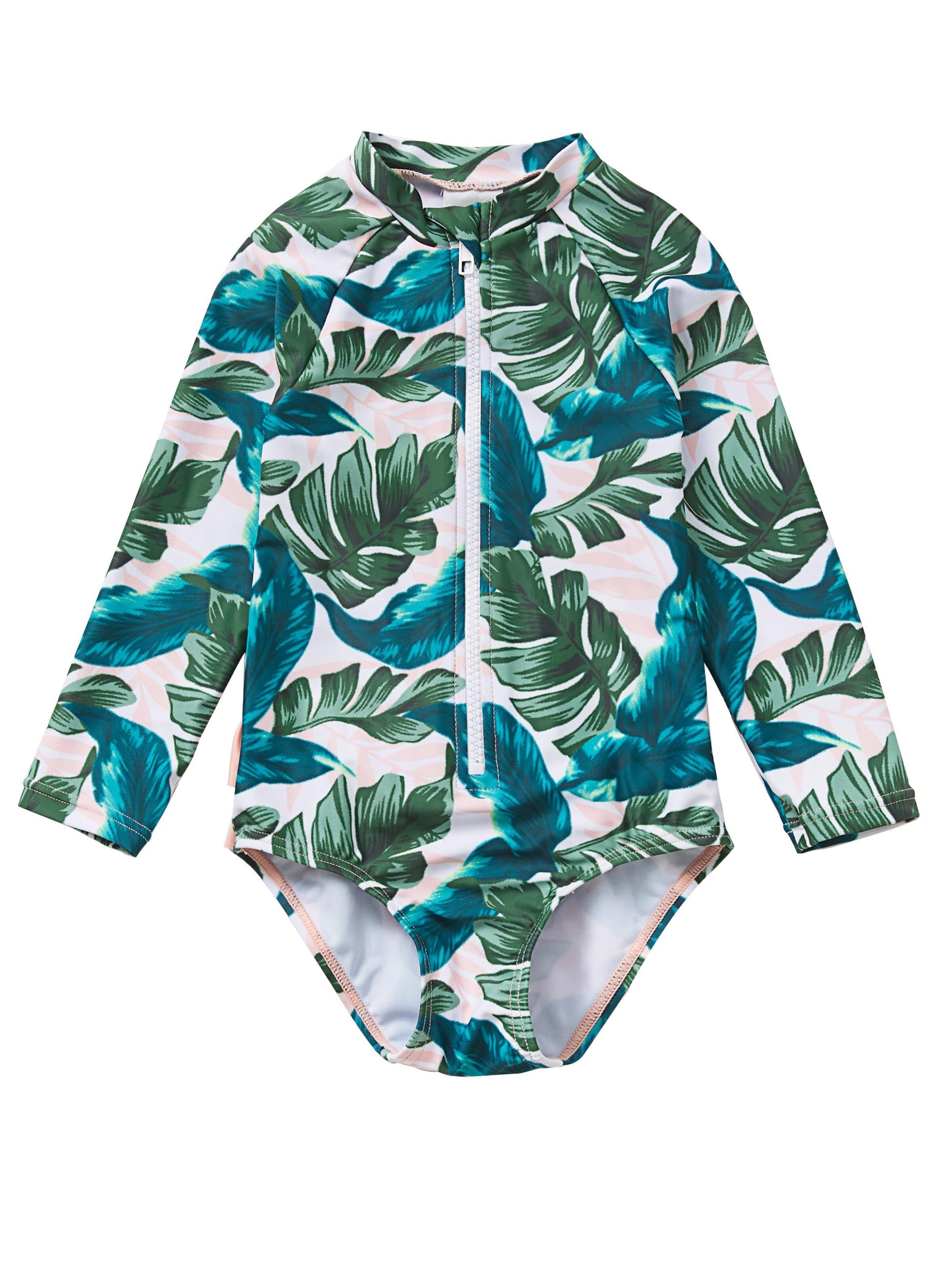BONVERANO Athletic Swimwear 'Baby Mädchen EIN stück Langärmelige-Kleidung UV-Schutz 50+ Badeanzug MIT Einem' in Green: front