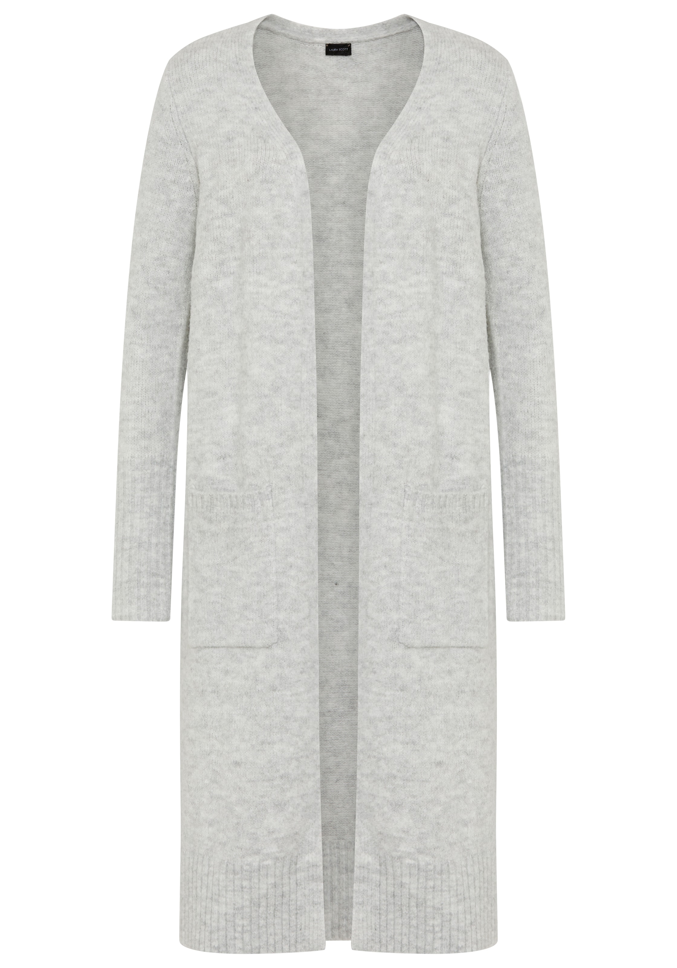 LAURA SCOTT Knit Cardigan in Grey: front