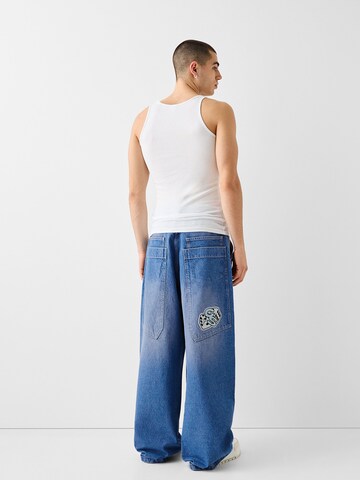 Bershka Wide leg Jeans in Blauw