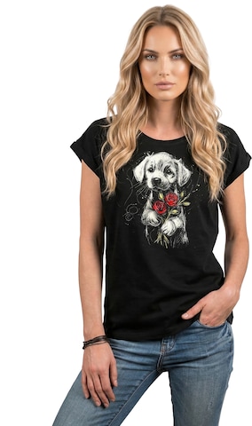 MAKAYA Shirt 'Labrador Rose' in Black: front