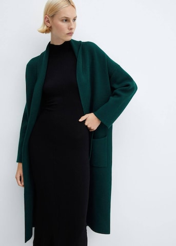 MANGO Knitted Coat 'Ringo' in Green: front