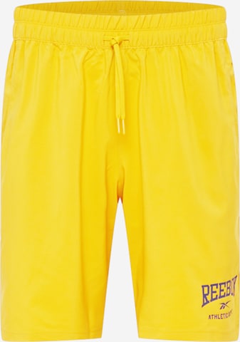 Reebok Regular Workout Pants in Yellow: front