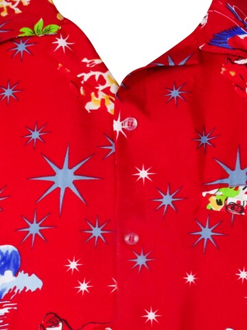 King Kameha Regular Fit Hemd 'Christmas Surf Santa'‌‌‌‌‌‌‌ in Rot