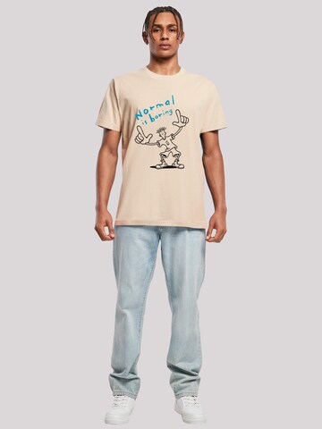 T-Shirt 'Fido Dido Points Normal Is Boring' F4NT4STIC en beige