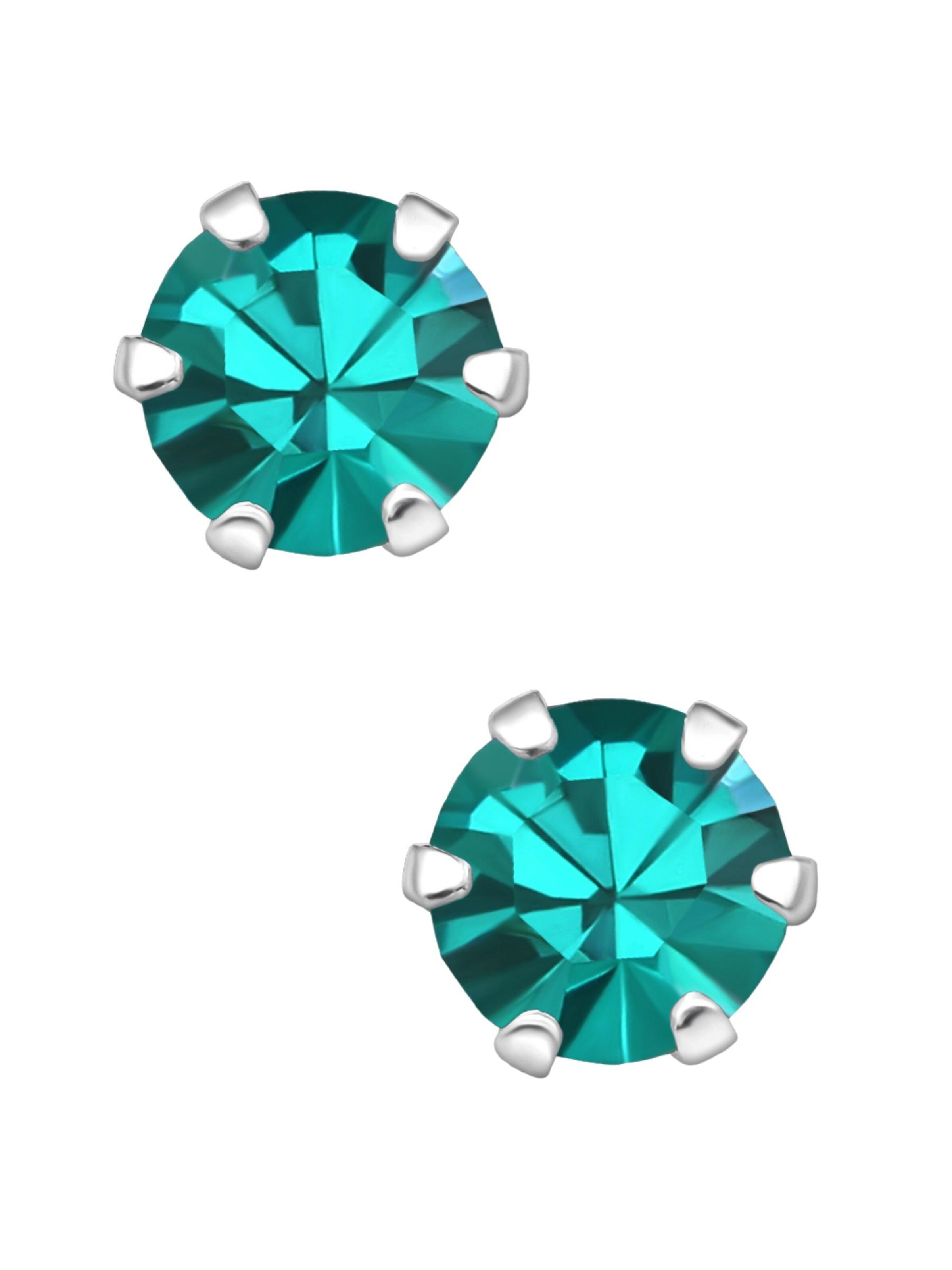 Boucles d'oreilles 'Silberne Runde 5 mm Ohrstecker mit Kristallen' Maxte en bleu