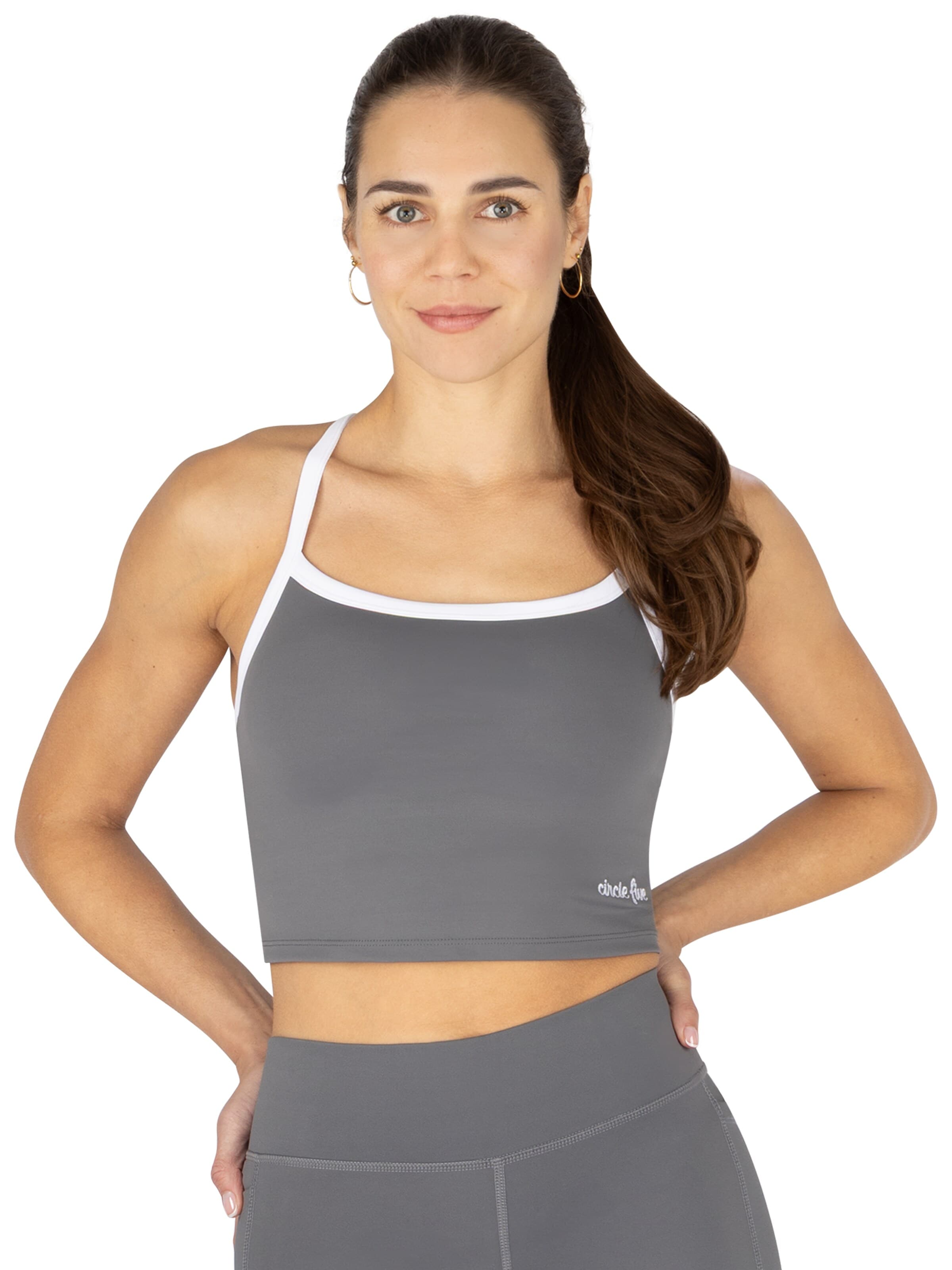 Circle Five Sporttop 'Sporttop Damen | Sport-BH mit integriertem BH & Cups | Fitness, Gym Bra & Yoga Top' in Grijs: voorkant