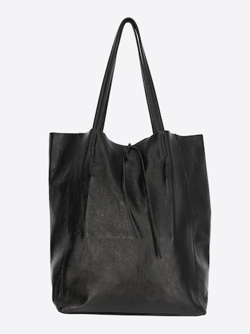 SevaBags Shopper 'Shopper Tasche Damen in Metallic Echtleder' in Schwarz: Vorderseite