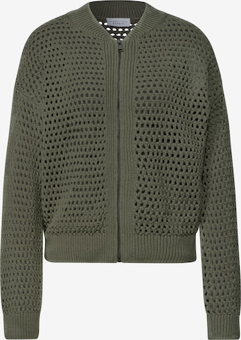 Street One Studio Cardigan mit Rundhals und Zipper in Grün: Vorderseite